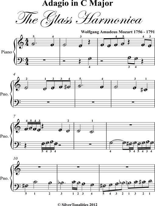 Title details for Adagio in C Major Glass Harmonica Beginner Piano Sheet Music by Johann Strauss Junior - Wait list